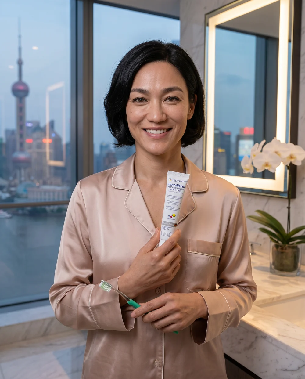 Frau verwendet Das Experten innoWeiss in einem Badezimmer in Shanghai